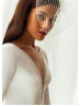 Long Sleeves Beaded Ivory Satin Open Back Stunning Wedding Dress